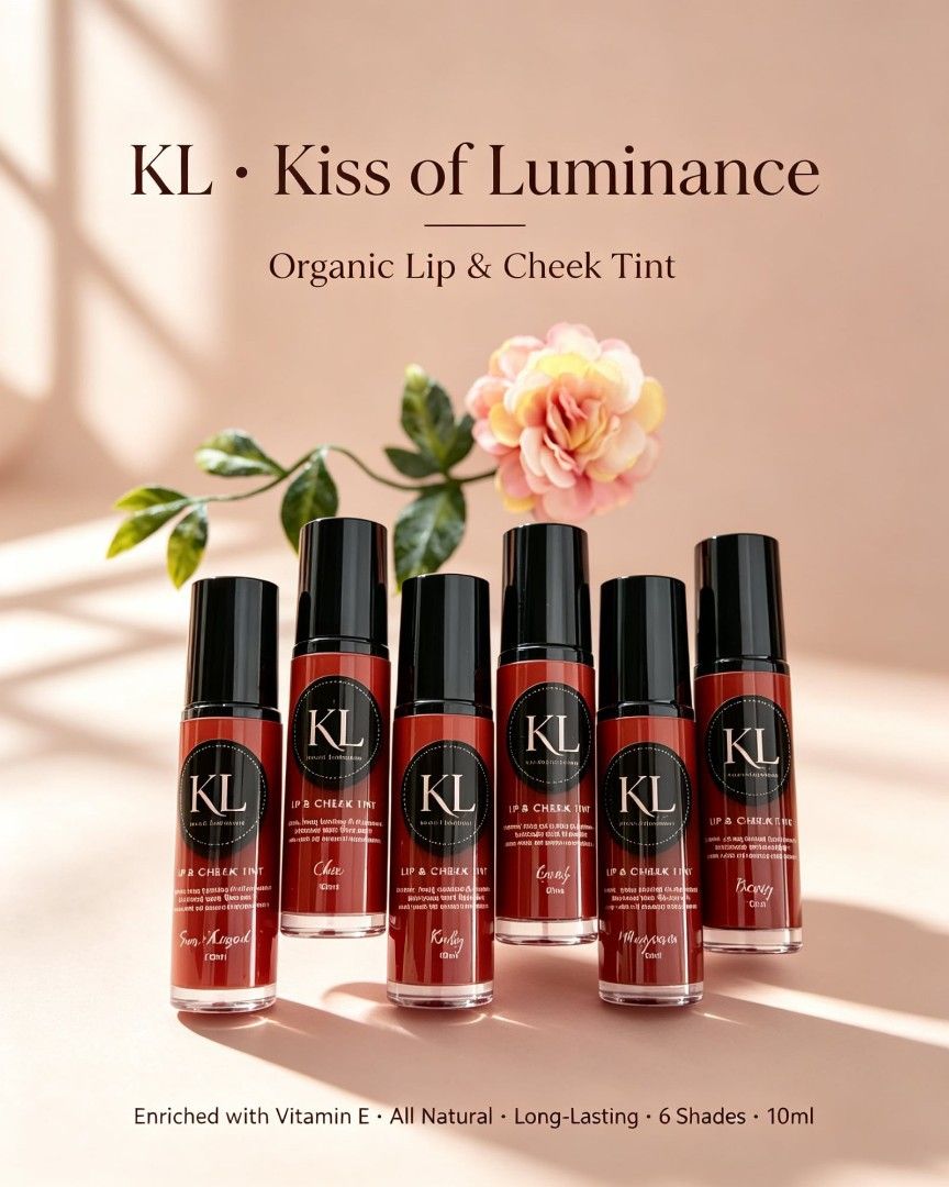 KL lip and cheek tint (Category: Makeup) located in Manila. Submitted by tinamarcus (Listing ID 1463219482, Image 1). Description: ✨ It's here — KL · Kiss of Luminance Lip & Cheek Tint ✨ Organic • Vitamin E enriched • All-natural • Long-lasting pigment One tiny rollerball = lips AND cheeks in one swipe 🌹 6 shades for every kulit: Sun Kissed · Chic · Ruby · Lavish · Magenta · Berry 10ml — more tint, more glow, less price..
