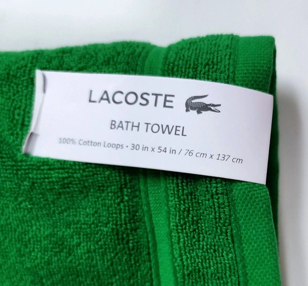 Lacoste Bath Towel - Green - 100% Cotton Loops (Category: Bedding & Towels) located in Rizal. Submitted by youngwolf-5f02 (Listing ID 1463155689, Image 1). Description: - Authentic Green Lacoste Bath Towel - Made with 100% Cotton Loops for Superior Softness & Absorbency - Generous Size: 30 inches x 54 inches - Versatile: Ideal for Bathroom, Gym, or Beach Use - High-Quality, Durable Material - Classic & Stylish Design.