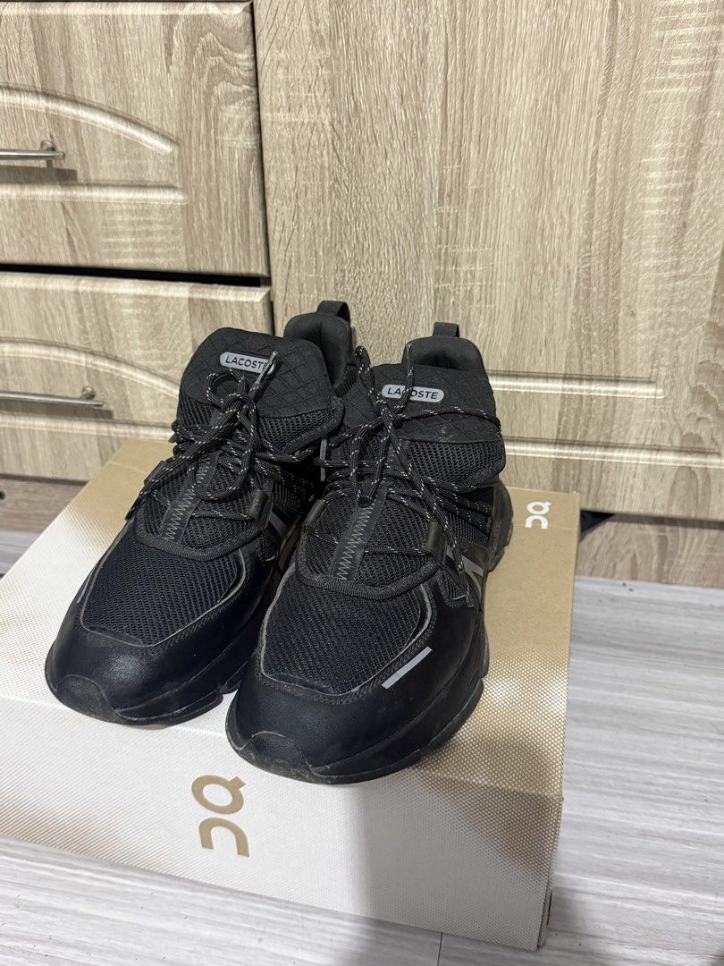Lacoste Black Sneakers (Category: Sneakers) located in Manila. Submitted by marlboxspace (Listing ID 1463304422, Image 1). Description: - Authentic Black Lacoste Sneakers - Secure Lace-Up Closure - Durable Sole with Signature Lacoste Branding - Perfect for Everyday Wear - Please check photos for detailed condition Used few times nasa storage lang may buka ng onti pwede ipatahi all goods na selling low bought this for 8500.