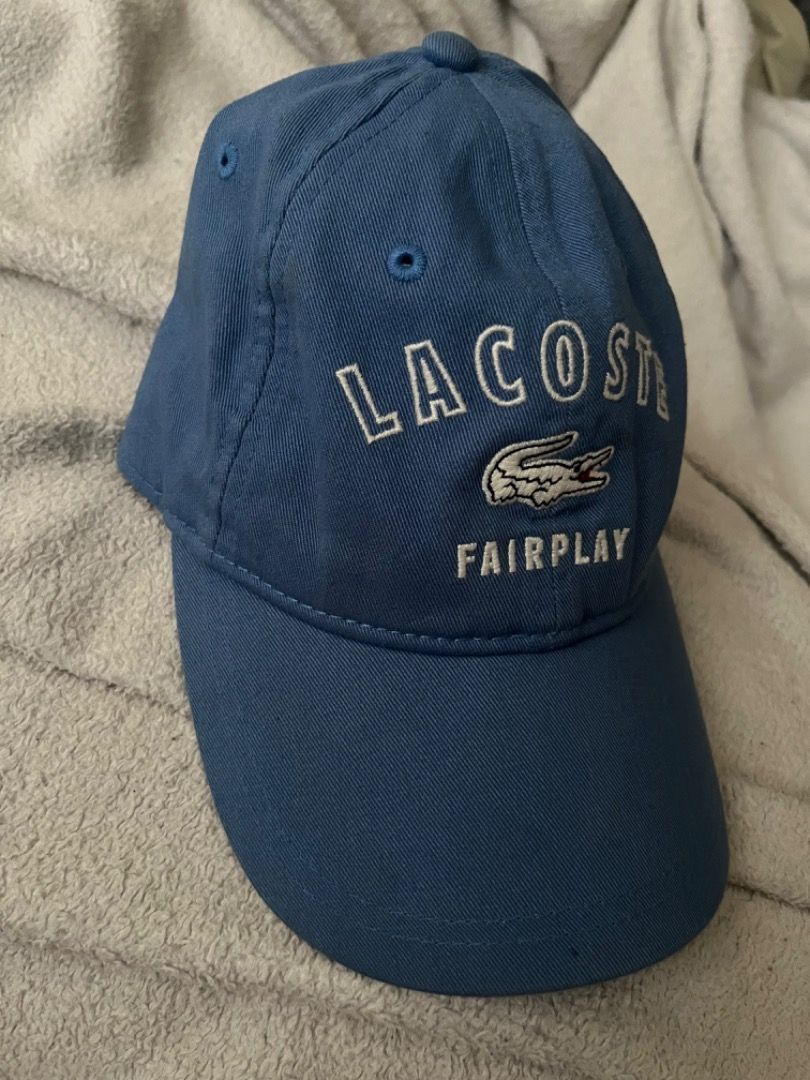 Lacoste Fairplay Blue Cotton Cap (Category: Caps & Hats) located in Quezon City. Submitted by docagillemontemayor (Listing ID 1463308224, Image 2). Description: Bought this at OKADA hotel this year lang(2025) Worn few times only (mostly indoor) SRP: ₱8K-9K (Hotel price) Selling LOW. Rfs: I have another one in color black One size (standard size) Lacoste Fairplay💙.