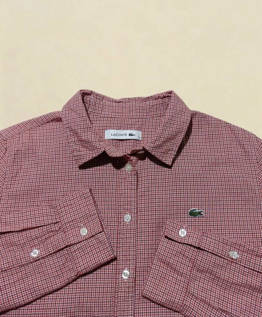 Lacoste Gingham Button-Up Shirt (Category: Longsleeves) located in Marikina City. Submitted by oldfits14 (Listing ID 1463264980, Image 1). Description: LACOSTE POLO LONG SLEEVE BUTTON DOWN FOR WOMEN'S - 100% Legit/Authentic - Size 38 ▫️Color may vary due to lighting ▫️Dimes: 20.5 X 26 ▫️Color rate: 10/10 ▫️As New Condition ▫️No Issue ▫️Already washed .