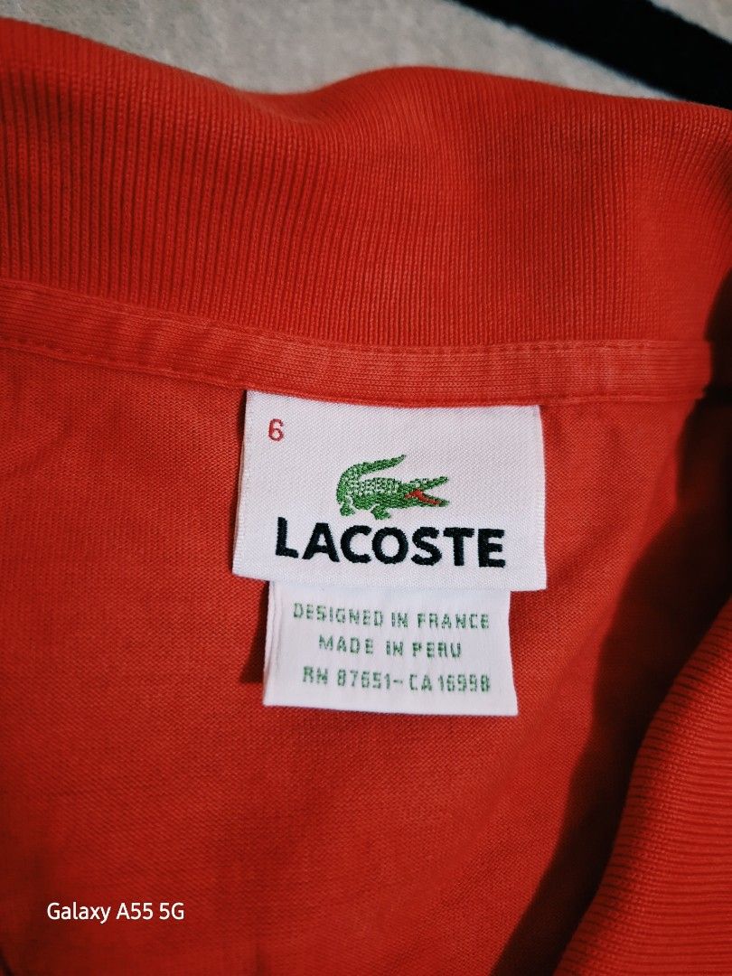 LACOSTE POLO SHIRT (Category: Tshirts & Polo Shirts ) located in Antipolo. Submitted by goldentiger-ac44 (Listing ID 1463264623, Image 3). Description: LACOSTE POLO SHIRT SIZE 6 LARGE GOOD CONDITION ONLY SIGN OF USAGE PRICE 575 ANTIPOLO CITY LOCATION.