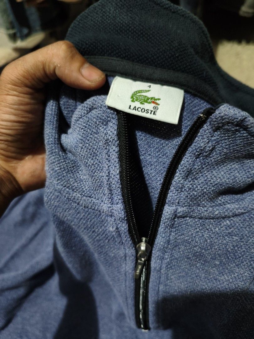 Lacoste Quarterzip jacket (Category: Coats, Jackets and Outerwear) located in Lebak. Submitted by tomaythrift (Listing ID 1463278507, Image 2). Description: 24 x 28 dimes no issue authentic 9/10 color rate.