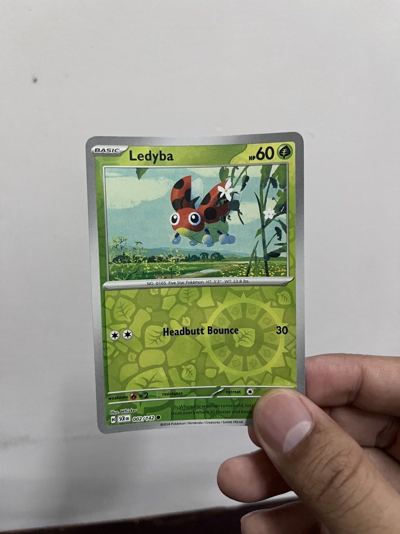 Ledyba Pokemon Card - 002/142 (Category: Raw Singles) located in Pasay City. Submitted by paullimerized (Listing ID 1463146079, Image 1). Description: - Ledyba Pokemon Card - Card Number: 002/142 - Type: Basic Pokemon - HP: 60 - Attack: Headbutt Bounce (30 damage) - Ideal for Pokemon card collectors!.