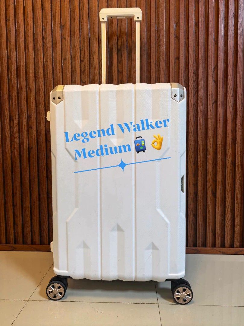 Legend Walker White (Category: Luggage) located in Manila. Submitted by jzjapansurplus (Listing ID 1463161598, Image 1). Description: Brand: Legend Walker ✅ Original 💯 ✅ Medium Check luggage ✅ H26" xW16" x D11.5-13 Inches ✅ Made from Polypropylene plastic ✅ Heavy Duty Guaranteed ✅ 360° Wheels all smooth ✅ With Expandable zipper ✅ TSA002 Lock with Passcode ⬆️ With Sign of usage scratch only..