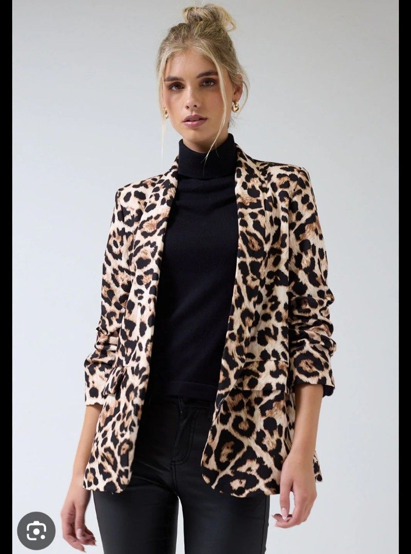 Leopard Print women Blazer (Category: Coats, Jackets and Outerwear) located in Manila. Submitted by PrinceDani.Clothing (Listing ID 1463237990, Image 1). Description: leopard print blazer Size medium to semi large 19in width 29in length excellent condition .