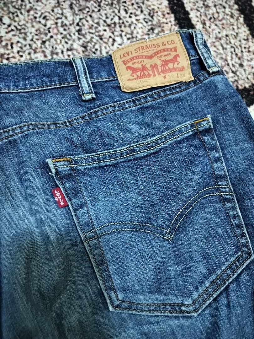 Levi's 504 Blue Denim Jeans (Category: Jeans) located in Taguig. Submitted by thriftybounce (Listing ID 1463192595, Image 2). Description: Size : 38 Length : 43 HEM : 8 Color Rate : 9.4/10 Issue : Check last pic.