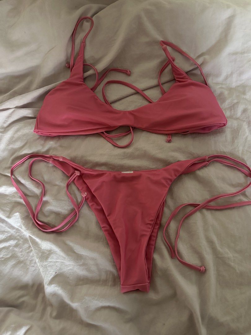 Lily & Matilda Pink Bikini Set XL (Category: Bikinis & Swimsuits) located in Mandaluyong City. Submitted by youarecutejeans (Listing ID 1463226771, Image 1). Description: - Brand: Lily & Matilda - Color: Pink - Size: XL - Double Lined with removable padding - Material: 85% Polyester, 15% Spandex - Origin: Designed and Made in the Philippines - Features: Adjustable ties at neck and sides - XL can also fit large .