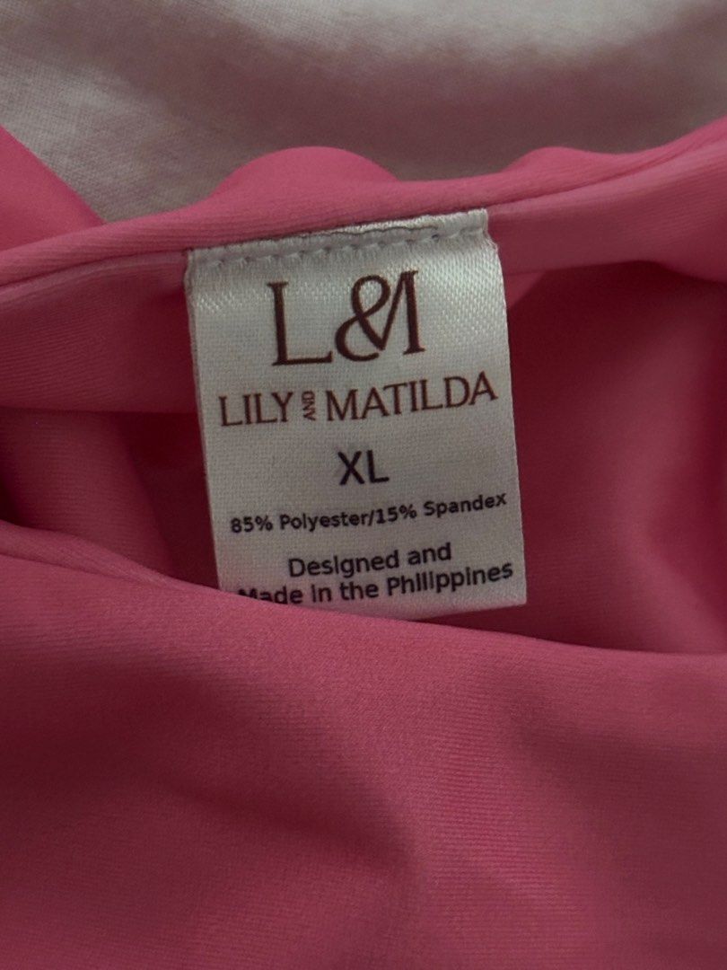 Lily & Matilda Pink Bikini Set XL (Category: Bikinis & Swimsuits) located in Mandaluyong City. Submitted by youarecutejeans (Listing ID 1463226771, Image 2). Description: - Brand: Lily & Matilda - Color: Pink - Size: XL - Double Lined with removable padding - Material: 85% Polyester, 15% Spandex - Origin: Designed and Made in the Philippines - Features: Adjustable ties at neck and sides - XL can also fit large .