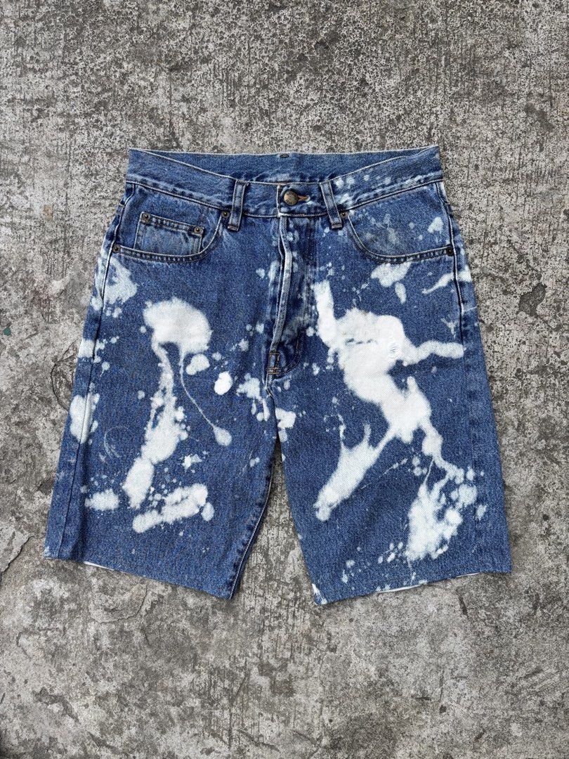 LOEWE 1846 Bleached Denim Cut-Off Shorts (Category: Shorts) located in San Pedro. Submitted by wharfthrift (Listing ID 1463191352, Image 1). Description: FOR SALE‼️ LOEWE 1846 Bleached Denim Cut-Off Shorts -Custom bleached denim shorts -Unique white splatter pattern all over - Cut-off jean style GOOD CONDITION 9/10 SIZE 28-30 x 20 x 9.5 hem ISSUE: minimal stain ₱1,290 + SF shipping via lalamove or j&t meetup around san pedro laguna .