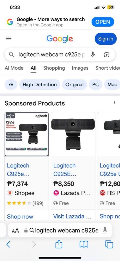 Logitech webcam c925e brandnew never been used 4,500 (Category: Office & Business Technology) located in Quezon City. Submitted by balikbayanbuddy (Listing ID 1463260432, Image 2). Description: .