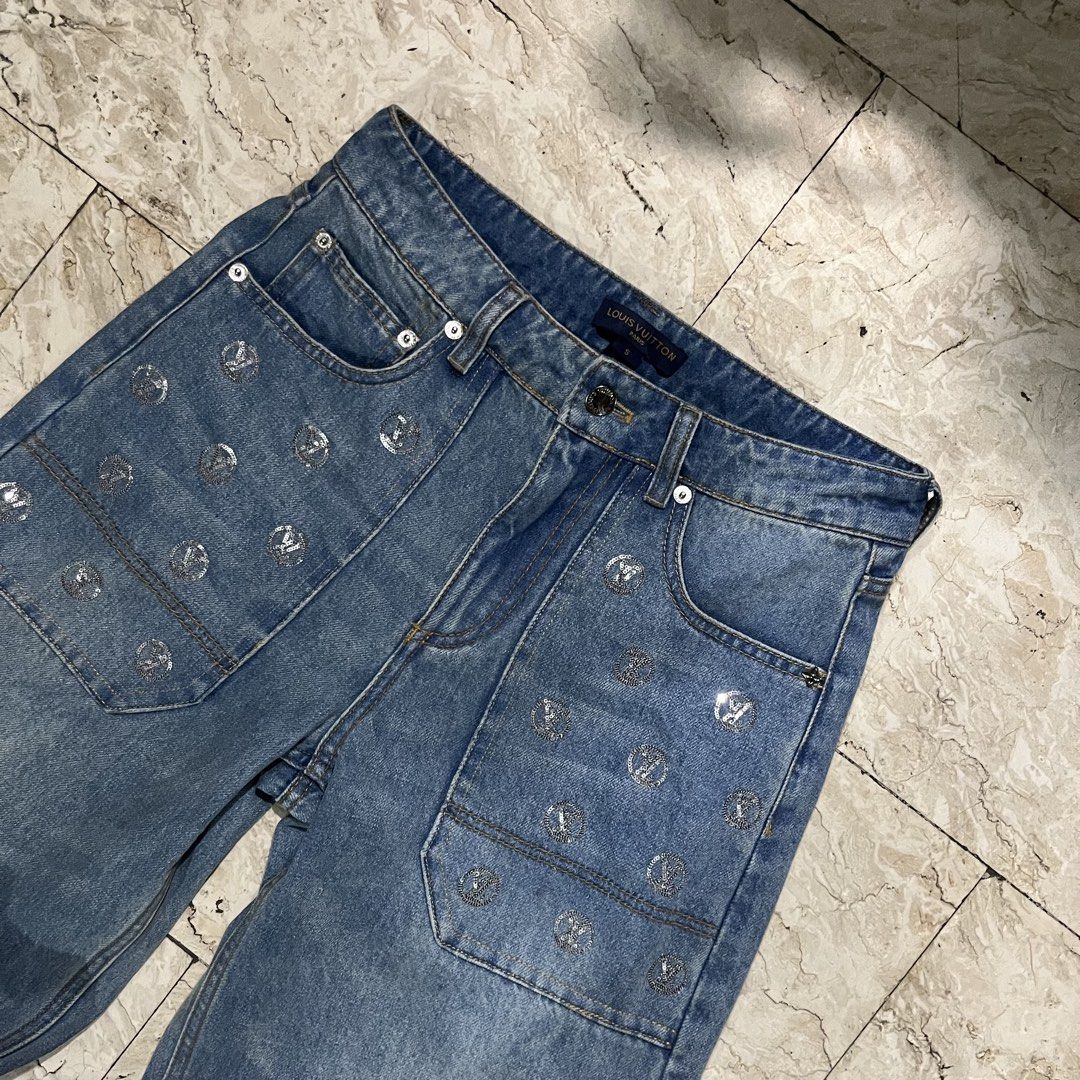 Louis Vuitton Monogram Denim Jeans Pants Size S (Category: Jeans) located in Caloocan City. Submitted by ayogorenia1002 (Listing ID 1463214656, Image 2). Description: - Authentic Louis Vuitton denim jeans - Iconic LV monogram pattern all over - Wide leg fit - Made in Italy - Size S - Perfect statement piece for your wardrobe.