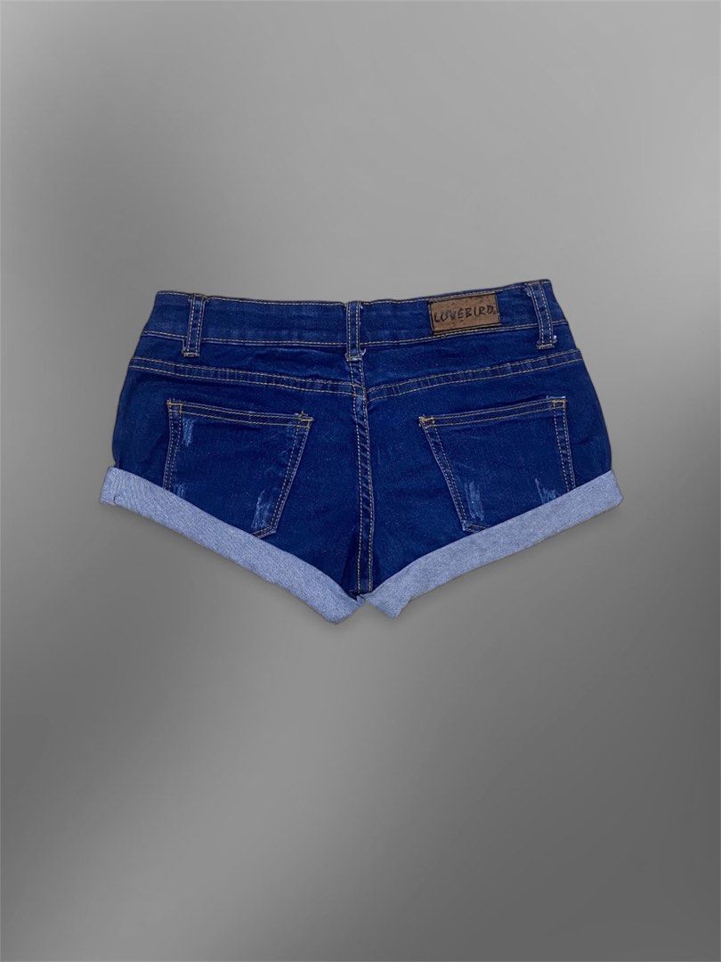 Low rise folded micro short dark blue (Category: Shorts) located in Caloocan City. Submitted by blairbyysha (Listing ID 1463162385, Image 2). Description: •Size 26-27 •Length 7.5 •Low rise | Brand new.