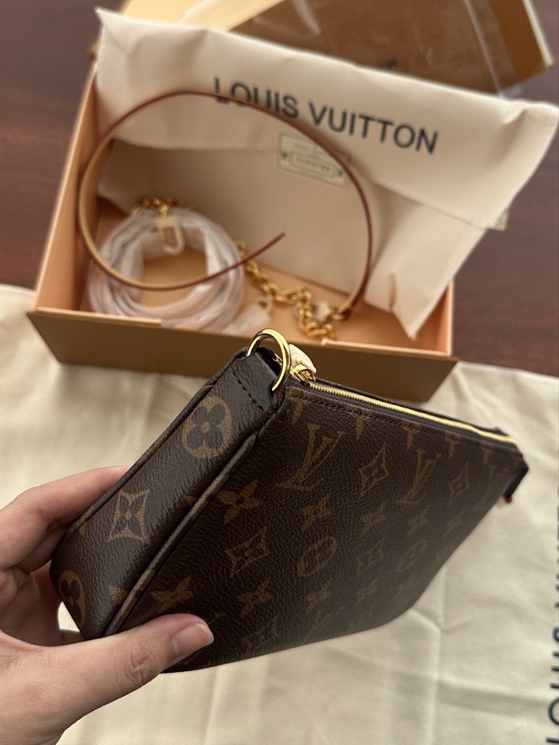 Louis Vuitton Pochette (Category: Shoulder Bags) located in Angeles City. Submitted by budgee_on_a_budget (Listing ID 1463174411, Image 3). Description: FROM KOREA, SUPER HIGH QUALITY I SWEARRR 😍 STILL BRANDNEW WITH BOX!! complete inclusions with straps pa, never been used ❤️ pm for details! no to low ballers (fixed price na).