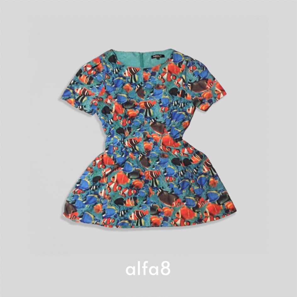 (M) KaroLin Aquarium Mini Dress Frutiger Aero Vaporwave Aesthetic Blue ...