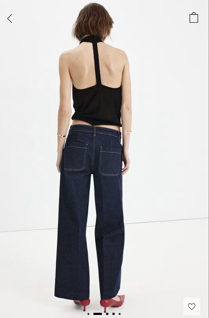 Mango Wide-Leg Patch Pocket Jeans - Open Blue (Category: Jeans) located in Manila. Submitted by joan.here (Listing ID 1463242845, Image 2). Description: Brand: mango Condition: worn once Size: EU 36 - Dark wash wide-leg jeans - High-waisted fit - Button and zip fly closure Rfs: decluttering Mop: bank transfer Delivery: sf c/o buyer Loc: tondo manila .