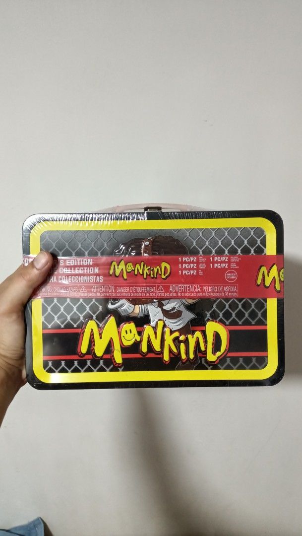 Mankind WWE Limited Edition Collection Tin Box (Category: Western Merchandise) located in Pasig City. Submitted by juliomiguel10 (Listing ID 1463226357, Image 1). Description: - Mankind Limited Edition Collection tin box - Features iconic Mankind logo and imagery - Perfect for collectors or WWE fans - Still sealed in original plastic packaging - A must-have for wrestling memorabilia enthusiasts.