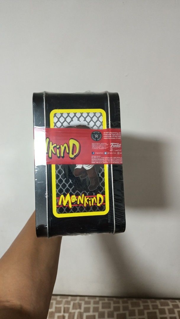 Mankind WWE Limited Edition Collection Tin Box (Category: Western Merchandise) located in Pasig City. Submitted by juliomiguel10 (Listing ID 1463226357, Image 2). Description: - Mankind Limited Edition Collection tin box - Features iconic Mankind logo and imagery - Perfect for collectors or WWE fans - Still sealed in original plastic packaging - A must-have for wrestling memorabilia enthusiasts.
