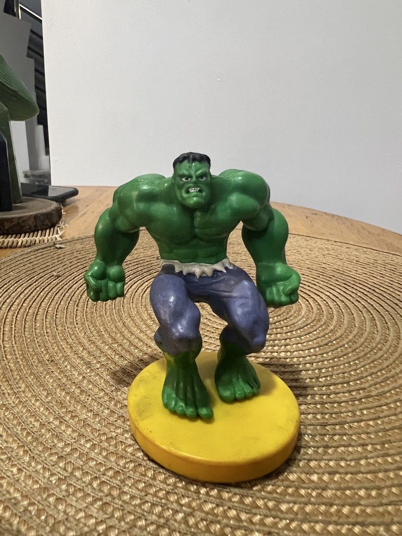 Marvel The Incredible Hulk Action Figure Toy (Category: Figurines & Statues) located in Bocaue. Submitted by kwon_017 (Listing ID 1463125476, Image 1). Description: - Vintage Incredible Hulk toy figure - Stands on a yellow base with a radioactive symbol - Classic green figure with purple pants - Ideal for collectors and Marvel universe fans - Great display piece.