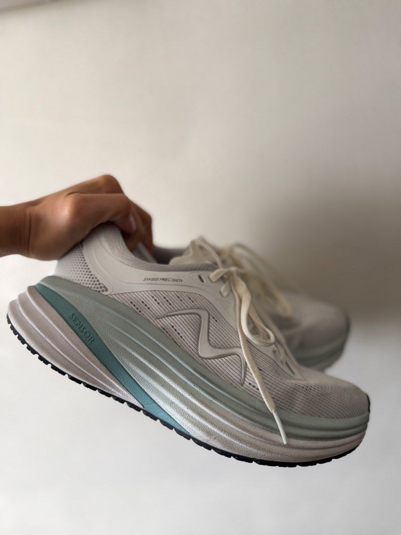 MBT White Running Shoes Size 8.5 (Category: Sneakers) located in Manila. Submitted by yasminehannah (Listing ID 1463123047, Image 2). Description: used 3x only. great for running. even for hyrox training cos the grip is great for sled push / pull. original price is PHP 9,895. .