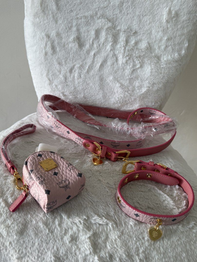 MCM Pink Monogram Pet Collar, Leash, and Pouch Set (Category: Luxury Accessories) located in Quezon City. Submitted by closet24 (Listing ID 1463215120, Image 3). Description: - Authentic MCM pet set - Includes: Collar, Leash, Small Pouch - Features iconic MCM monogram pattern - Elegant gold-tone hardware - Comes with original MCM box - Ideal gift for your kikay furmums💕 *Slightly Negotiable.