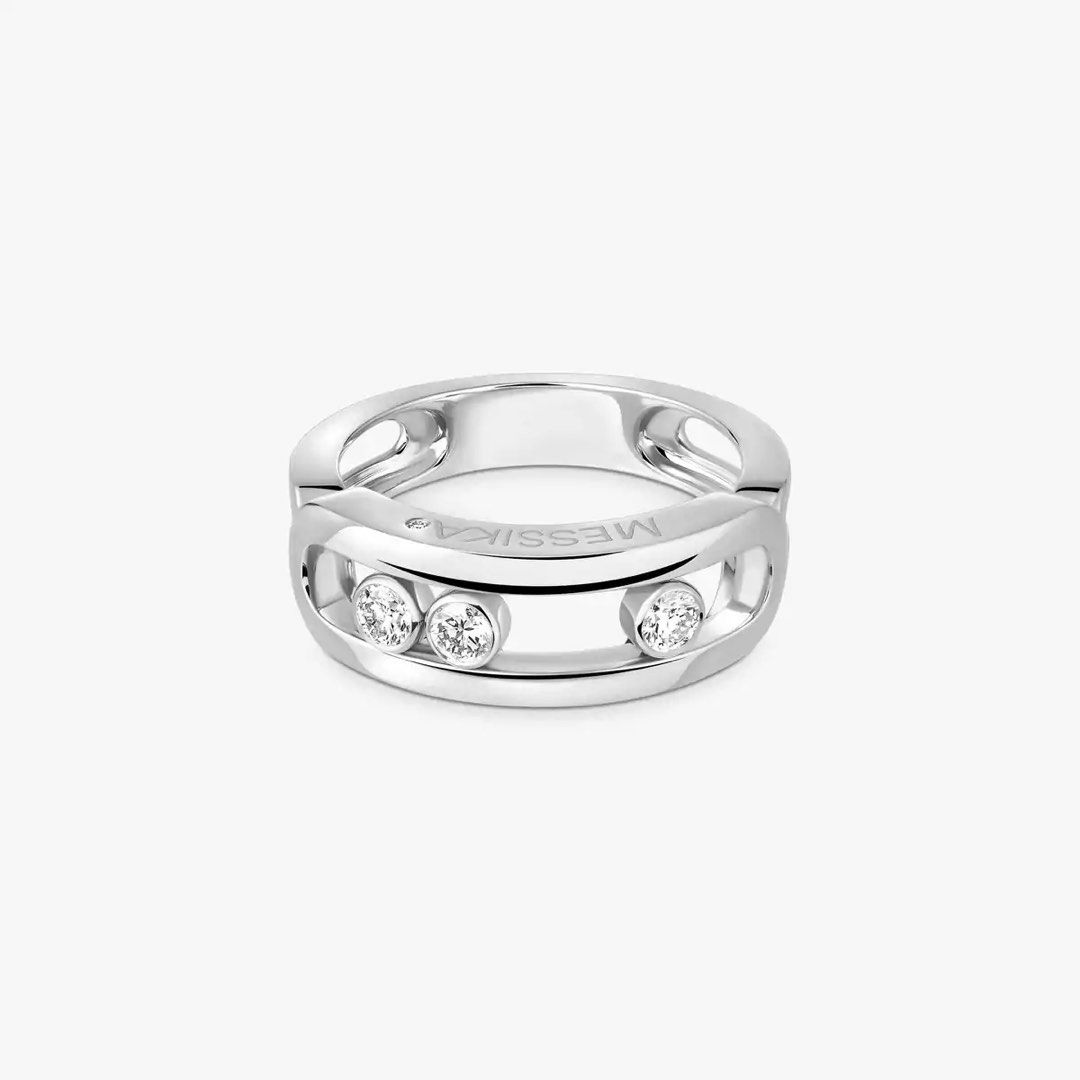 Messika Move Uno Ring 18K White Gold Diamonds (Category: Rings) located in Manila. Submitted by prelovedshop0818 (Listing ID 1463254218, Image 3). Description: - Messika ring - Move Uno collection - 18K white gold - Features 3 moving diamonds - Diamonds sparkle beautifully - Perfect for stacking or solo wear Bought this at Pawnshop, no other inclusion 4.15g with 0.24 ct Natural Diamonds size6 .