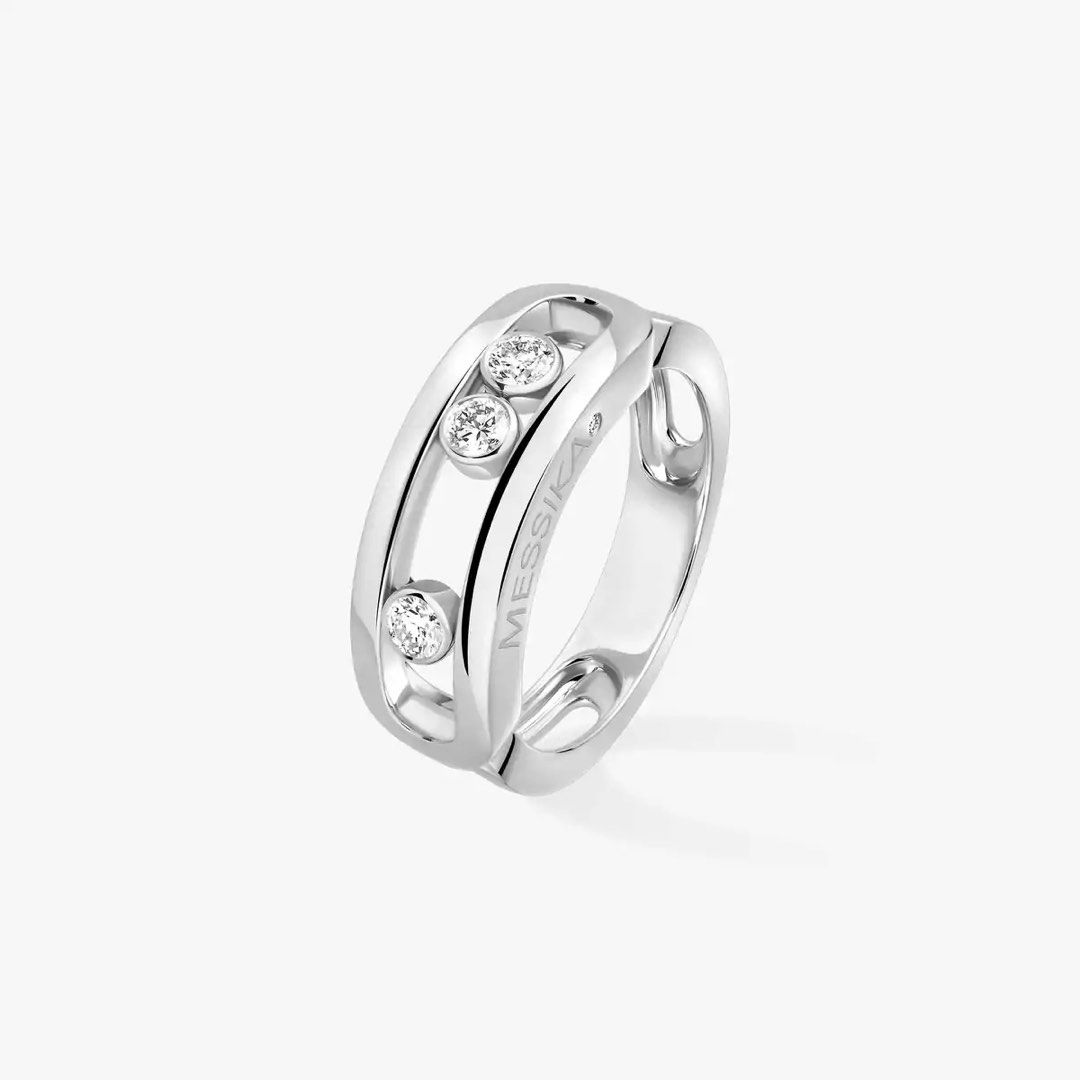 Messika Move Uno Ring 18K White Gold Diamonds (Category: Rings) located in Manila. Submitted by prelovedshop0818 (Listing ID 1463254218, Image 1). Description: - Messika ring - Move Uno collection - 18K white gold - Features 3 moving diamonds - Diamonds sparkle beautifully - Perfect for stacking or solo wear Bought this at Pawnshop, no other inclusion 4.15g with 0.24 ct Natural Diamonds size6 .