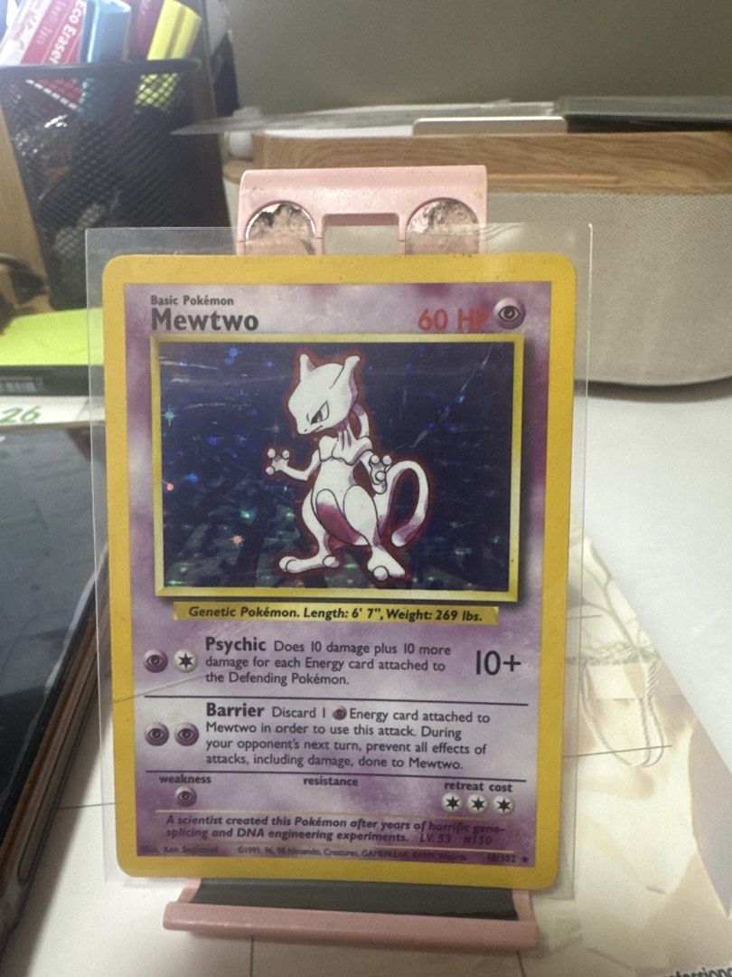 Mewtwo 10+ Psychic Attack Pokemon Card (Category: Raw Singles) located in Caloocan City. Submitted by geopopoy (Listing ID 1463169252, Image 1). Description: - Heavily played conditio Collectible Mewtwo Pokemon card - Powerful Psychic attack (10 damage + bonus per Energy) - Barrier ability to discard Energy - Ideal for Pokemon card collectors - Please check photos for card condition.