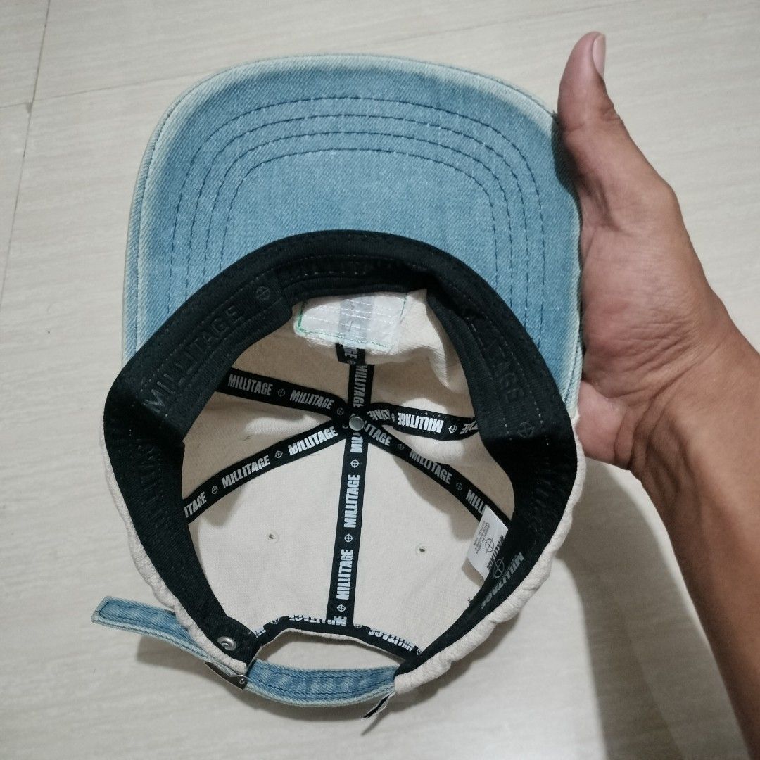 MILLITAGE CAMPING CAP (Category: Caps & Hats) located in Sariaya. Submitted by social_animalz (Listing ID 1463297823, Image 3). Description: may fade sa edge ng denim brim shipping fee is not included.