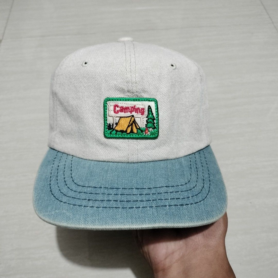 MILLITAGE CAMPING CAP (Category: Caps & Hats) located in Sariaya. Submitted by social_animalz (Listing ID 1463297823, Image 1). Description: may fade sa edge ng denim brim shipping fee is not included.