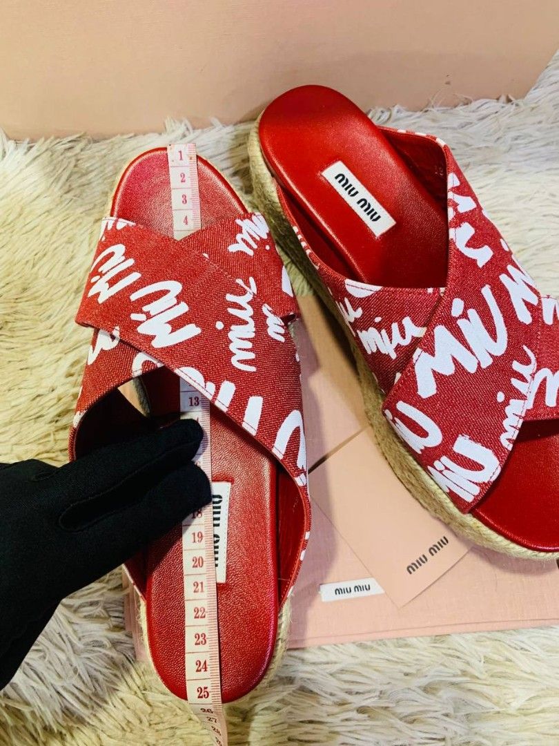 Miu Miu Wedge Sandals (Category: Sneakers & Footwear) located in Manila. Submitted by JustLuxPH (Listing ID 1463169589, Image 3). Description: 🇵🇭 On Hand PH 😍 Super nice in actual 💯 Original 🔹Actual photos are posted. ✅ Size 38 🏦 MOP: BDO, BPI, GCASH 🔸 Price is negotiable 📌 Justluxph is not affiliated with any brands featured. All copyrights remain sole property of the brand holders..