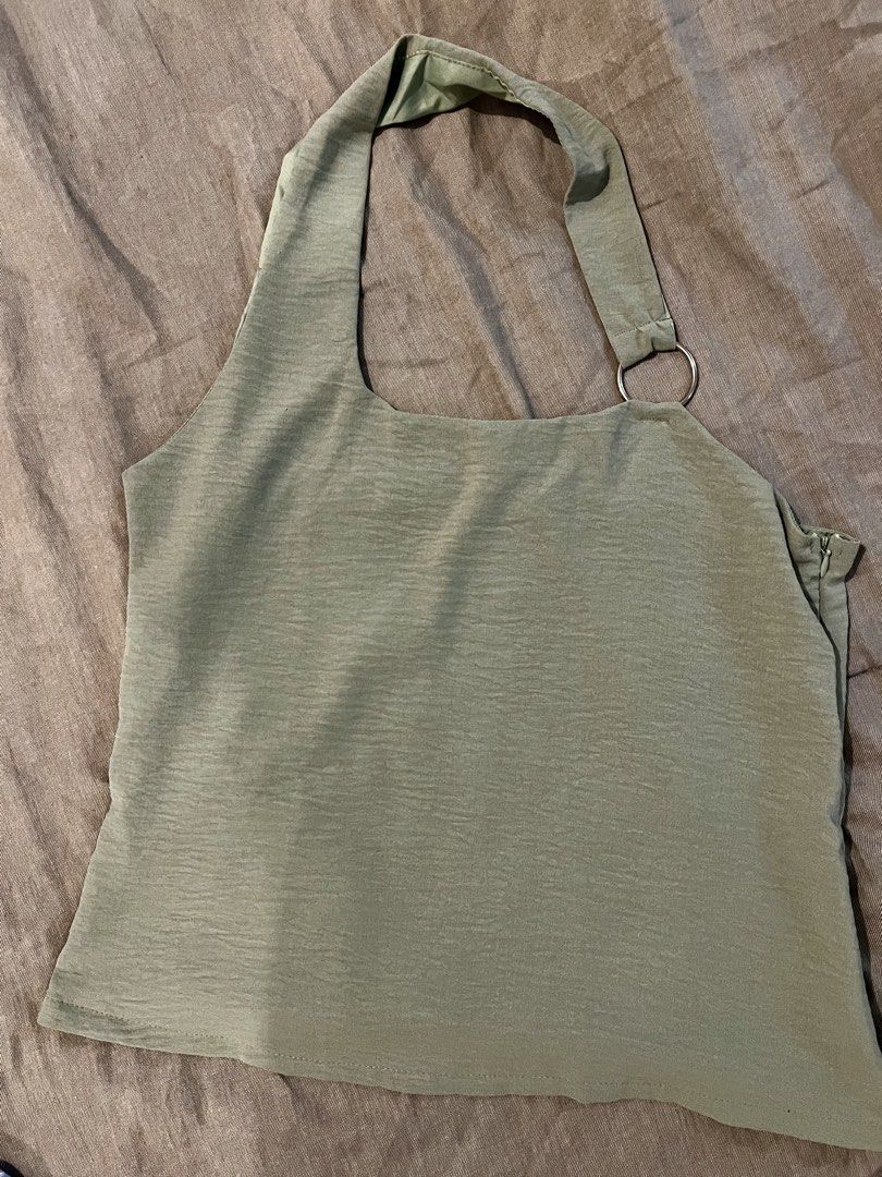 Miu the Label Halter Top Green (Category: Blouses) located in Quezon City. Submitted by currentlydeclutterring (Listing ID 1463251326, Image 1). Description: Fits S-M Miu the label.