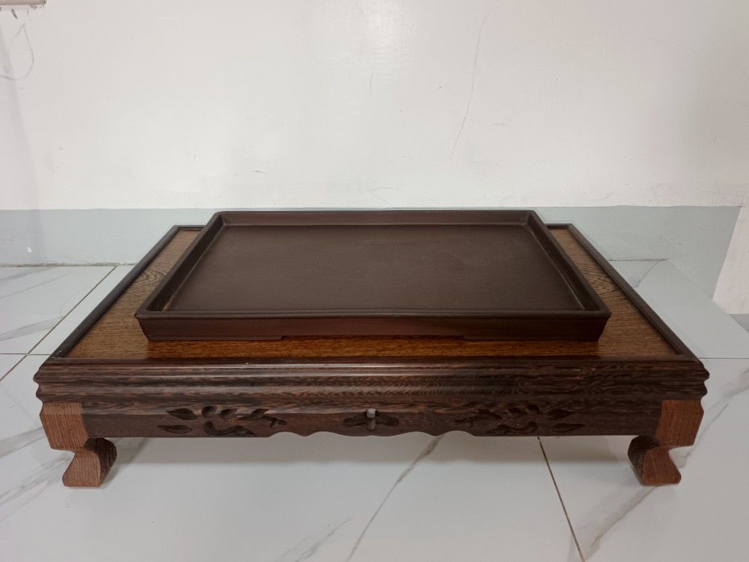 Mizushoen Japanese-made earthenware rectangular bonsai pot water basin, size 13, (Category: Pots & Planters) located in Binangonan. Submitted by kurama04 (Listing ID 1463218578, Image 1). Description: Good condition 2500pesos. with wooden vintage bonsai stand set of 4000php with markings! from japan Tokoname ware, established in 1935..