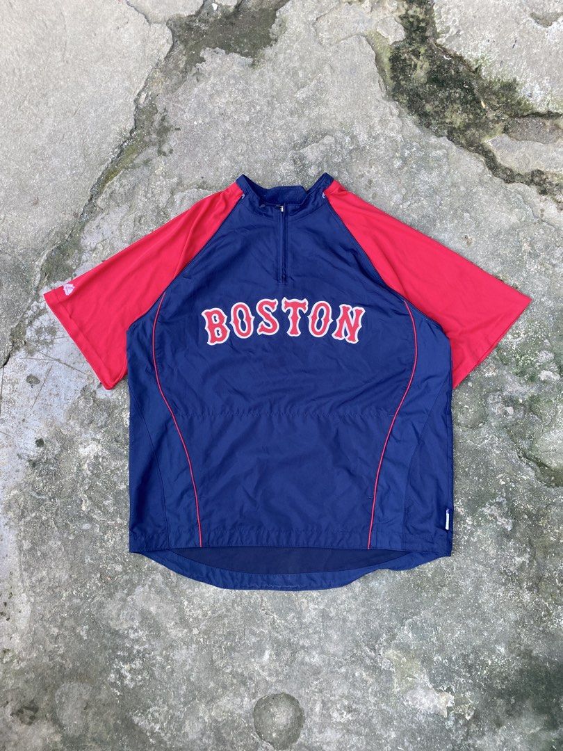 MLB Boston Red Sox Majestic Convertible Jacket (Category: Coats, Jackets and Outerwear) located in Manila. Submitted by zefrylle_co (Listing ID 1463218634, Image 2). Description: MLB Boston Red Sox Majestic Convertible Jacket ₱1599 - Navy/Red - Excellent condition - Ready to wear - No issue - 2 in 1 - Lightweight - Cool base - Best fit XL Measurement: 27x31 (L-XL) DM to purchase!.