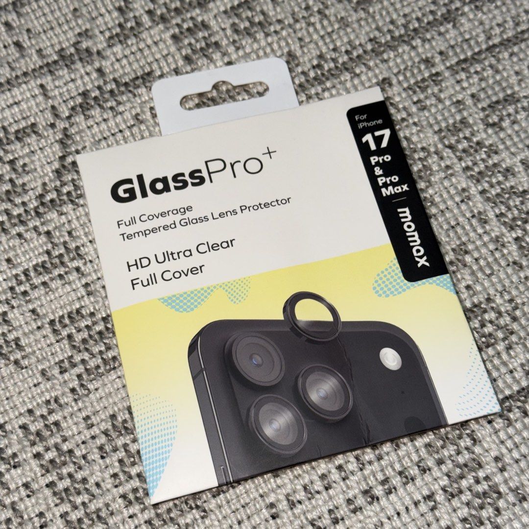 Momax Glass Pro+ Lens Protector ( iPhone 17 Pro) (Category: Other Mobile & Gadget Accessories) located in Marikina City. Submitted by icebear0821 (Listing ID 1463247939, Image 1). Description: - Brand New (Sealed) - Bought from Beyond the Box (UPTC Branch) .