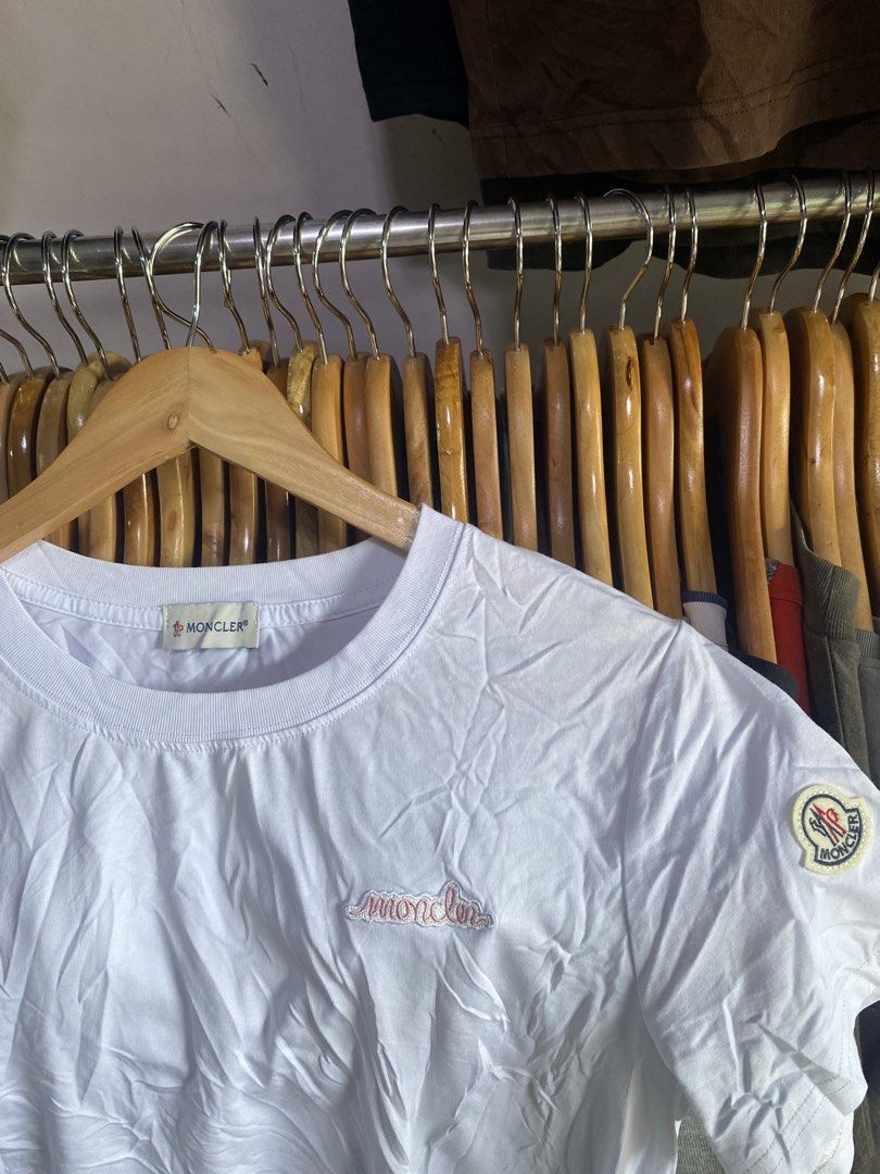 Moncler Script tee (Category: Luxury Apparel) located in Kalibo. Submitted by rvna23 (Listing ID 1463255299, Image 2). Description: 23 X 18 Excellent Cond php 650 Free shipping.