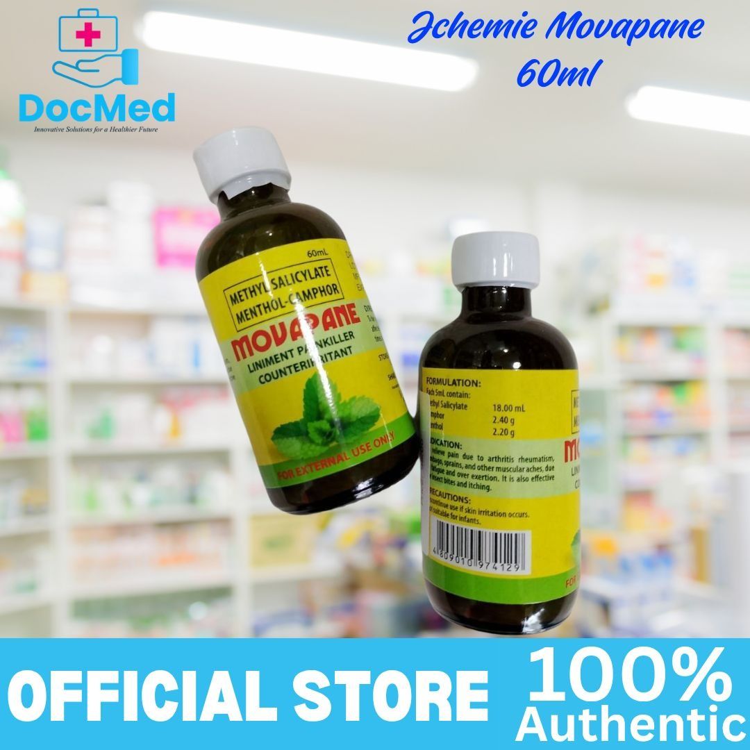 Movapane Liniment Painkiller Counterirritant 60ml (Category: Looking For) located in Quezon City. Submitted by zee_010200 (Listing ID 1463204828, Image 1). Description: - Movapane Liniment for fast pain relief - Contains Methyl Salicylate, Menthol, and Camphor - Acts as a counterirritant - For external use only - 60ml bottle - Authentic product from DocMed Official Store.