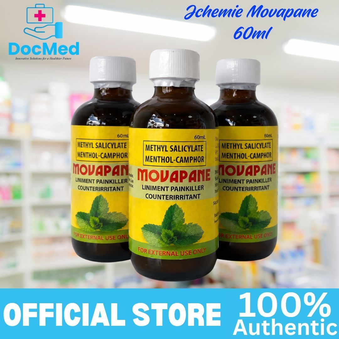 Movapane Liniment Painkiller Counterirritant 60ml (Category: Looking For) located in Quezon City. Submitted by zee_010200 (Listing ID 1463204828, Image 2). Description: - Movapane Liniment for fast pain relief - Contains Methyl Salicylate, Menthol, and Camphor - Acts as a counterirritant - For external use only - 60ml bottle - Authentic product from DocMed Official Store.