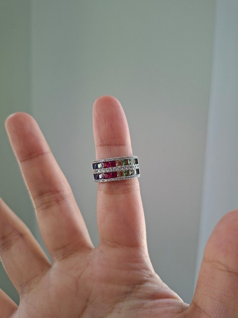 Multicolor Zirconia Stones Silver Ring Size 7 (Category: Rings) located in Dasmarinas. Submitted by danabrie22 (Listing ID 1463190000, Image 3). Description: size 7 very well-made, excellent crafstmanship 10/10 condition brand new stainless steel & multi-colored cubic zirconia stones made in Hongkong.