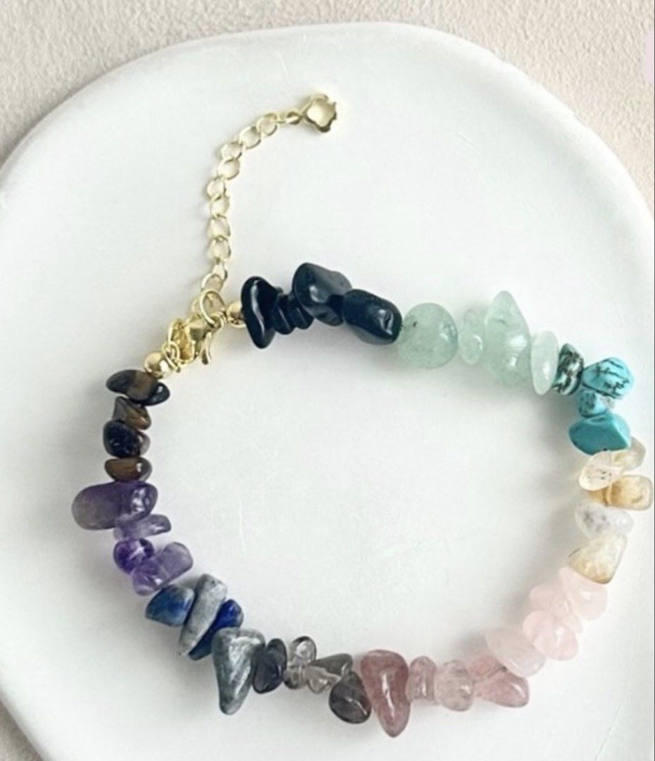 MultiStones Charm Bracelet (Category: Bracelets) located in Paranaque City. Submitted by seektoshop (Listing ID 1463271573, Image 1). Description: ✨ Features real gemstones: Amethyst, Rose Quartz, Citrine, Turquoise, Green Aventurine, Smokey Quartz, Lapis Lazuli, Strawberry Quartz, Tiger’s Eye & Onyx ✔️ Gold-plated chain with adjustable clasp ✨ Each stone offers unique properties Onyx: Protection from negativity Amethyst: Positive energy Green Av