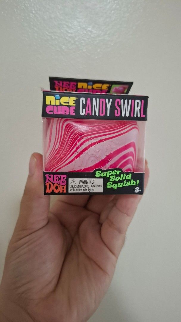 RARE NeeDoh Nice Cube Candy Swirl - Authentic (Category: Designer & Blind Box Toys) located in Pasay City. Submitted by mshannahpi (Listing ID 1463219296, Image 2). Description: - RARE! Authentic Needoh Candy Swirl - Design: Candy Swirl - Color: Pink and White - Features: Super solid, great for fidgeting/squeezing - Recommended Age: 3 years and up.