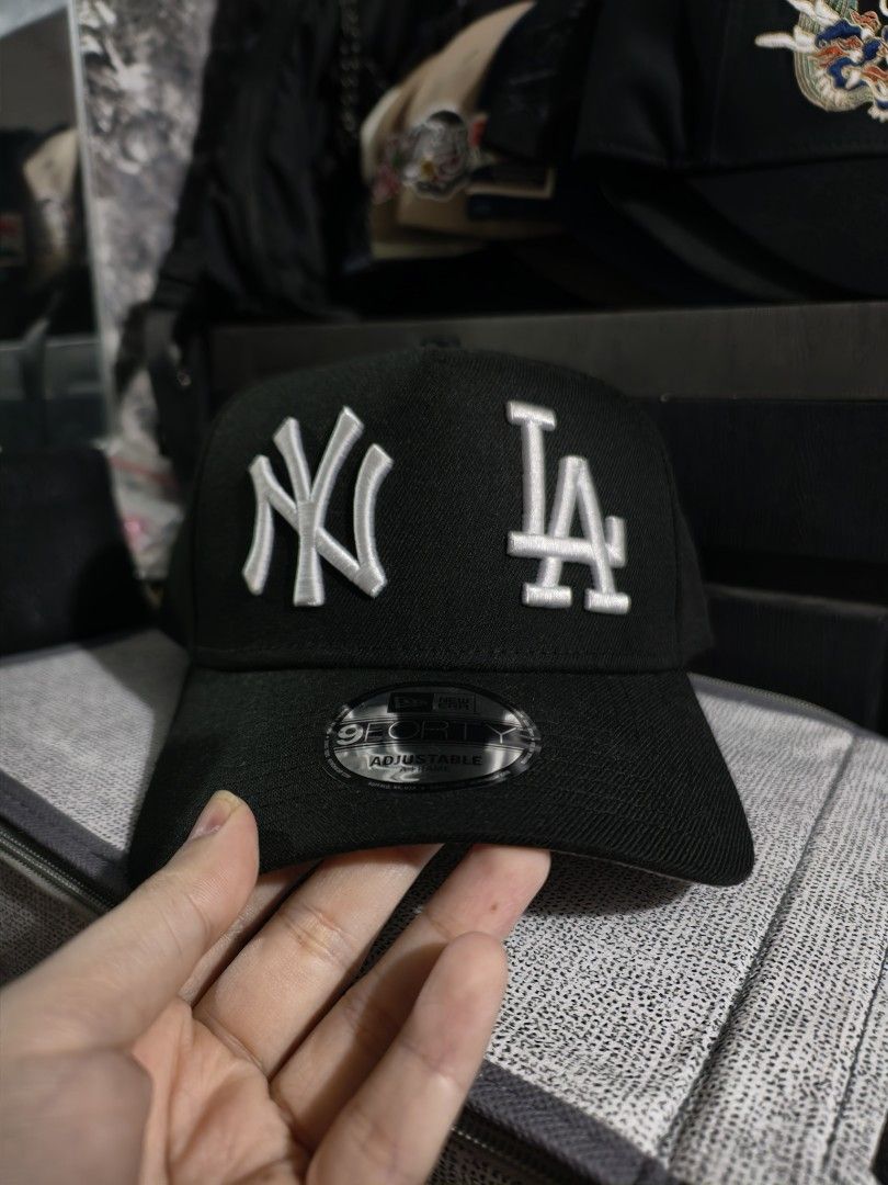 New Era 9FORTY NY x LA A frame (Category: Caps & Hats) located in Bulacan. Submitted by casperchiu2798 (Listing ID 1463284080, Image 2). Description: New Era 9FORTY A frame NY x LA - liked new condition - no issue - 100% Polyester - check pics for details RFS: sobrang dami ng black/white NE caps lalamove/LBC/J&T SJDM Bulacan.
