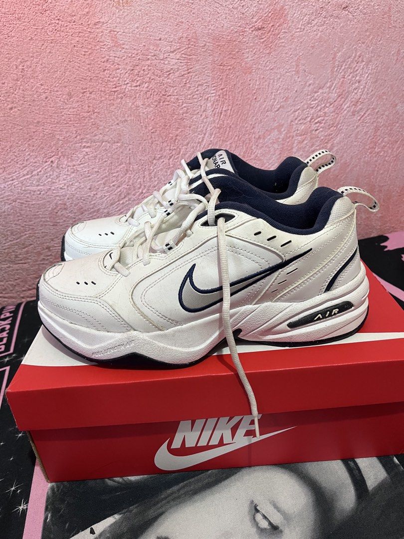 Nike Air Monarch (Category: Sneakers) located in Caloocan City. Submitted by joemarkell56819 (Listing ID 1463219891, Image 3). Description: Nike Air Monarch IV Size: US 9.5 / UK 8.5 / EUR 43/ 27.5 cm Color: White / Navy Condition: Good condition Used 3 times only Negotiable RFS: Masikip sa paa and nakabili na ng bago. Authentic Nike No major damage/issues with box. .
