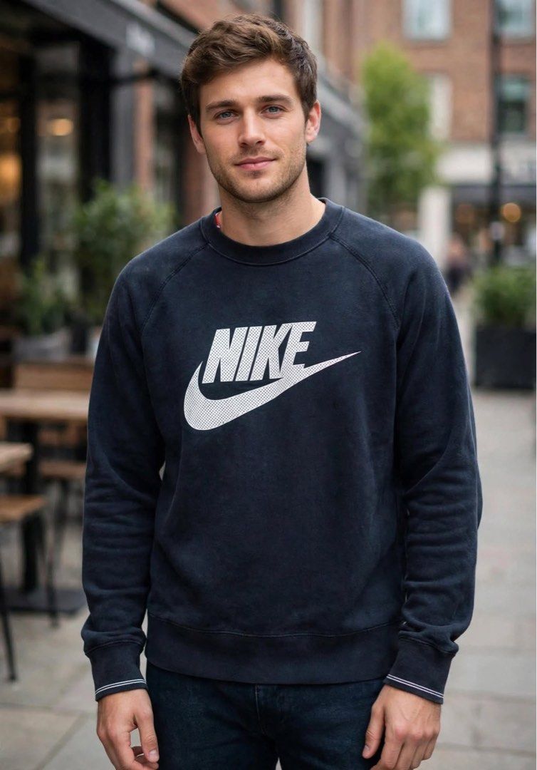 Nike Black Graphic Sweatshirt Authentic Unisex (Category: Coats, Jackets and Outerwear) located in San Pedro. Submitted by lifebeginsaftercoff33 (Listing ID 1463120692, Image 1). Description: - Authentic Charcoal Black Nike sweatshirt Unisex - Big White dotted graphic Nike logo on front - Raglan sleeves - Ribbed cuffs and hem - Size: Medium on tag - Dimes: 22 x 26 ( can fit upto L) - Very soft comfy stretchy thick fabric - Cotton .