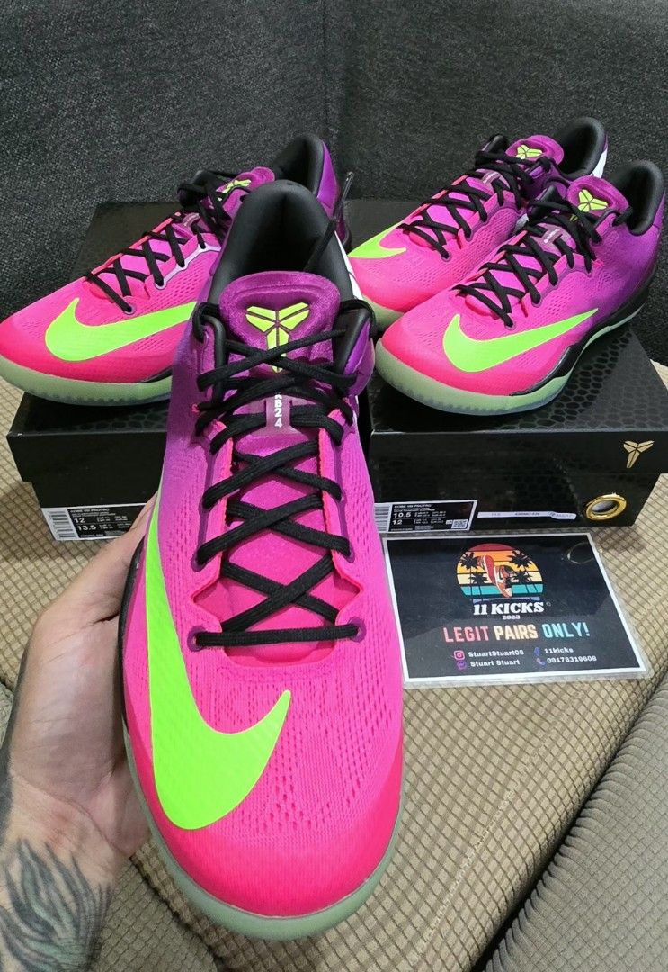 Nike Kobe 8 mambacurial (Category: Sneakers) located in Muntinlupa City. Submitted by stuartstuart08 (Listing ID 1463259553, Image 1). Description: - Nike Kobe 11 Elite Low - "Brave Blue" edition - Vibrant pink and neon green colorway - Ideal for basketball or casual wear - Comes with original box - Please check photos for condition details availqble size 10.5 & 12 bnds alabang area📍.