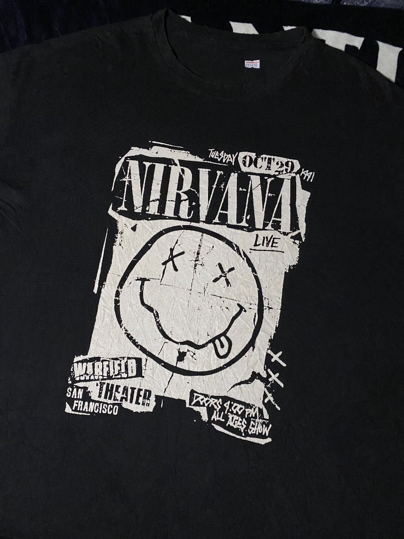 Nirvana oversized | band shirt (Category: Tshirts & Polo Shirts ) located in Las Pinas. Submitted by all_details_posted (Listing ID 1463147745, Image 1). Description: best fit xxl, distress details on sleeves and neckline, korean boot crackprints.