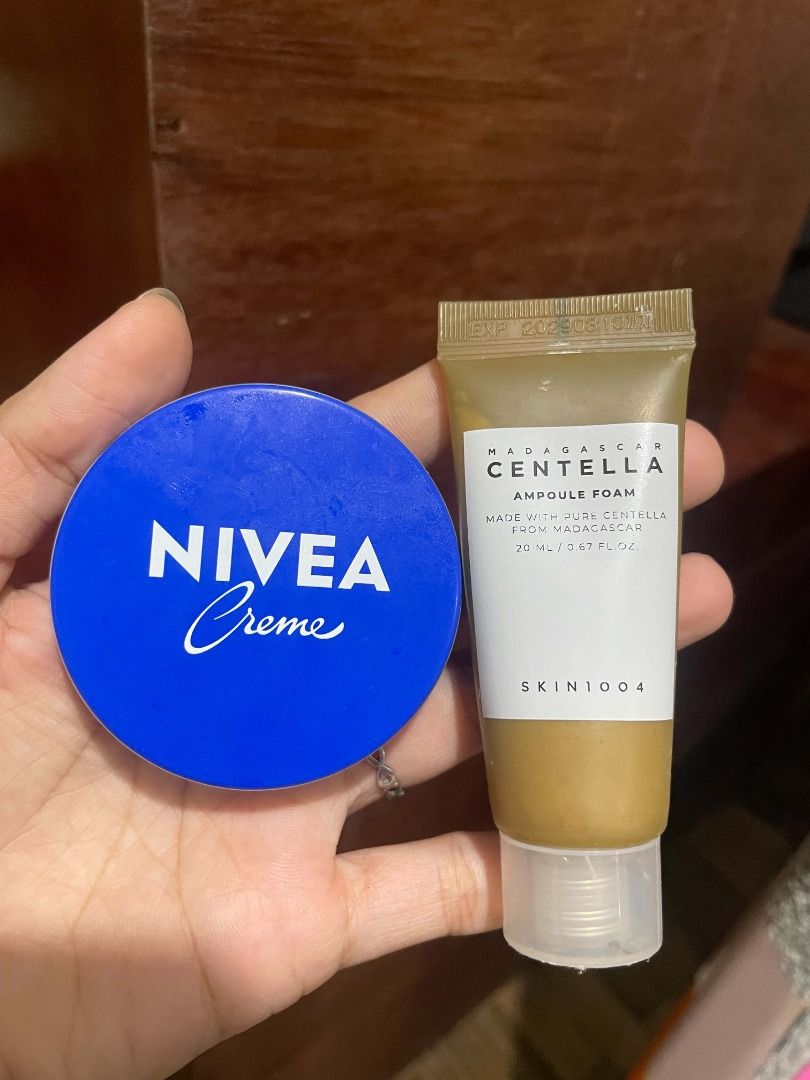 NIVEA Creme & SKIN1004 Centella Ampoule Foam (Category: Face Care) located in Caloocan City. Submitted by bravecat.edef3f (Listing ID 1463219449, Image 1). Description: - NIVEA Creme tin - SKIN1004 Centella Ampoule Foam (20ml) - Made with pure Centella from Madagascar - Ideal for your daily skincare routine.