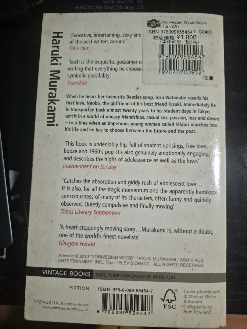 Norwegian Wood Vintage Paperback (Category: Storybooks) located in Manila. Submitted by vastocean-86ce (Listing ID 1463249158, Image 2). Description: fairview, qc sf shouldered by buyer rfs decluttering cover is a bit foxed but the pages are perfectly fine 9/10 book worth the hype.