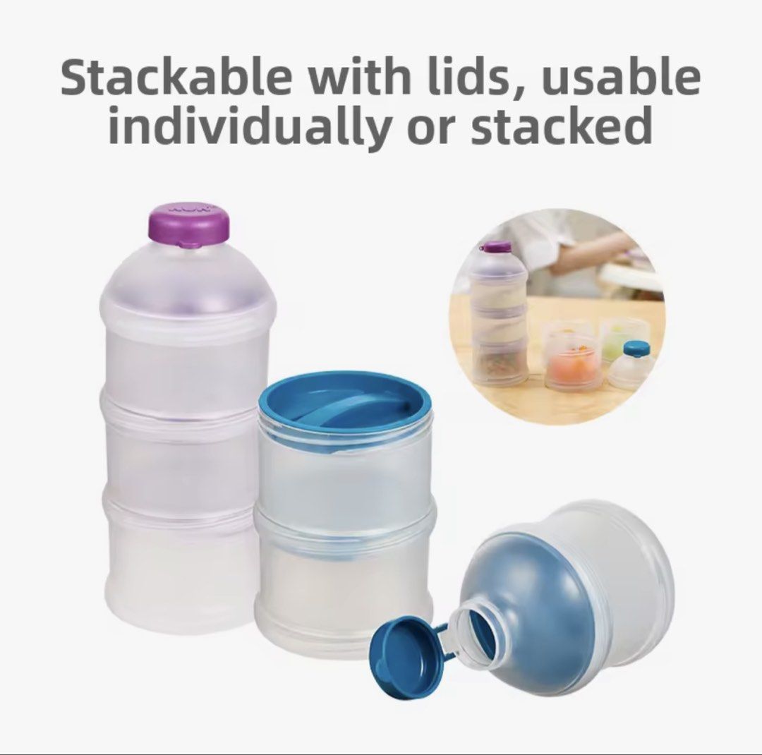 NUK Multi-section Portable Milk Powder Container (Category: Breastfeeding & Bottle Feeding) located in Quezon City. Submitted by zelev (Listing ID 1463151851, Image 3). Description: - Stackable design: Use individually or stack together. - Individual sealing lids: Dustproof and moisture-proof for freshness. - Easy pour funnel: Mess-free dispensing of milk powder. - Versatile use: Ideal for milk powder, cookies, raisins, and other snacks. - Pre-me