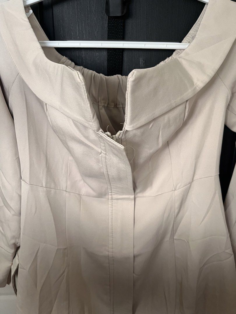 Off-Shoulder Mini Dress beigep (Category: Longsleeves) located in Manila. Submitted by hannaming (Listing ID 1463269017, Image 3). Description: Brand new with no tags. Supposed to use for wedding as a guest. Fits S-M.